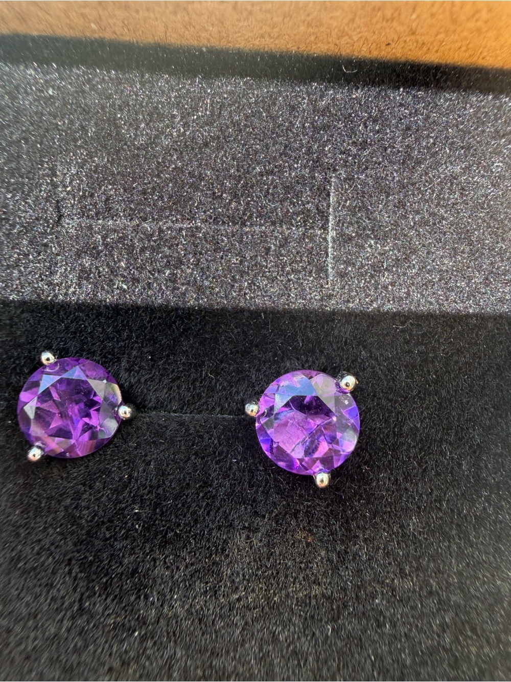 Classic Purple Amethyst Stud Earrings - Women Jewelry